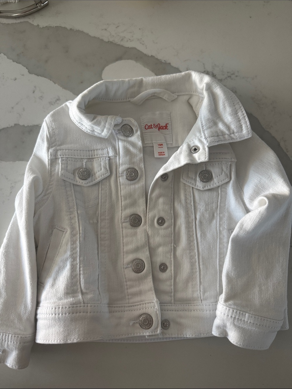 Cat & Jack White Denim Jacket with Button Front